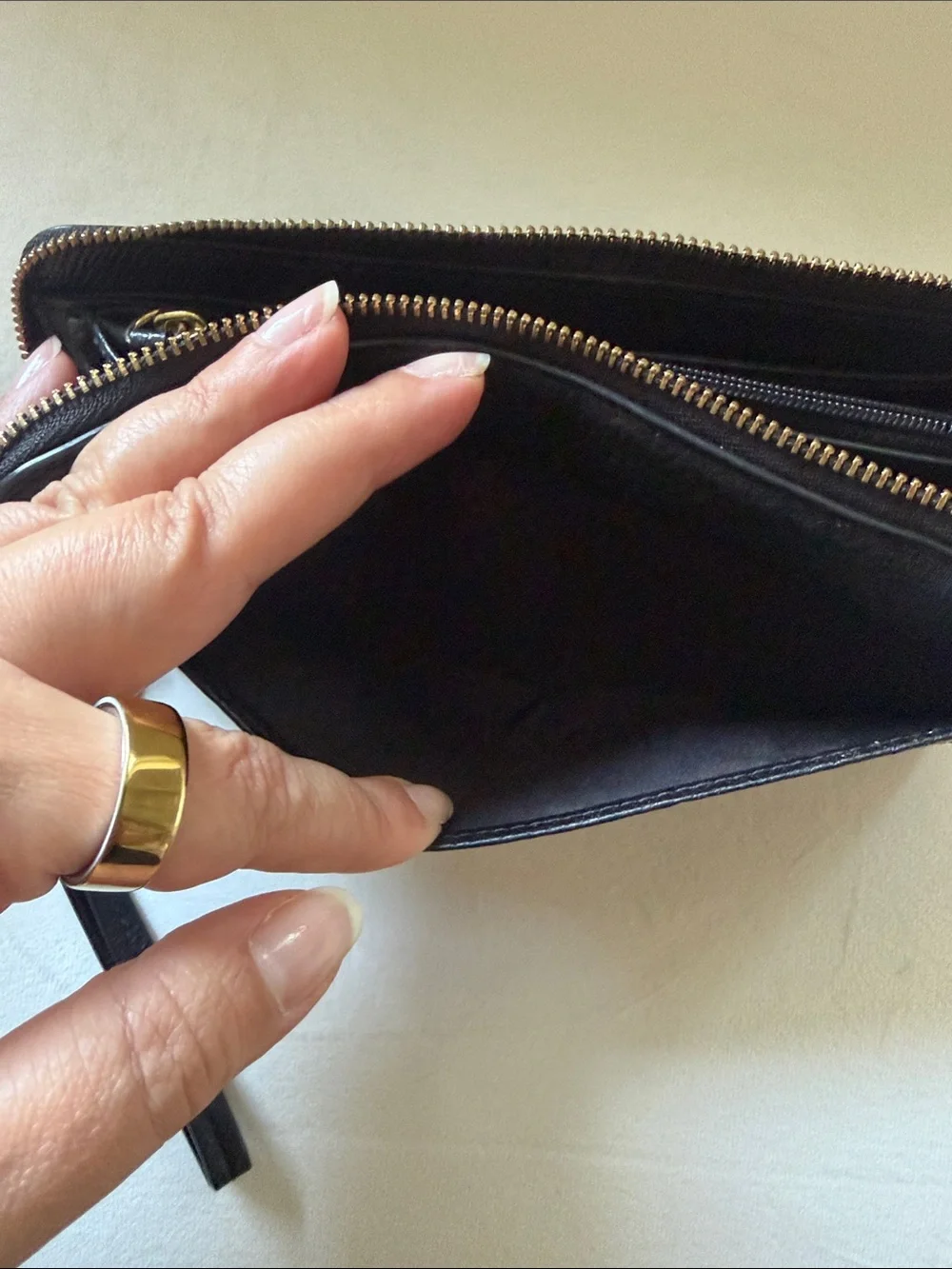 Coach Black Pebbled Leather Wristlet Clutch